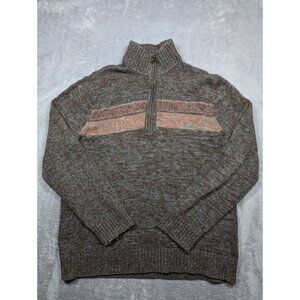 Banana Republic Sweater Mens XL Brown Laine Wool Half Zip Cabincore Knitted